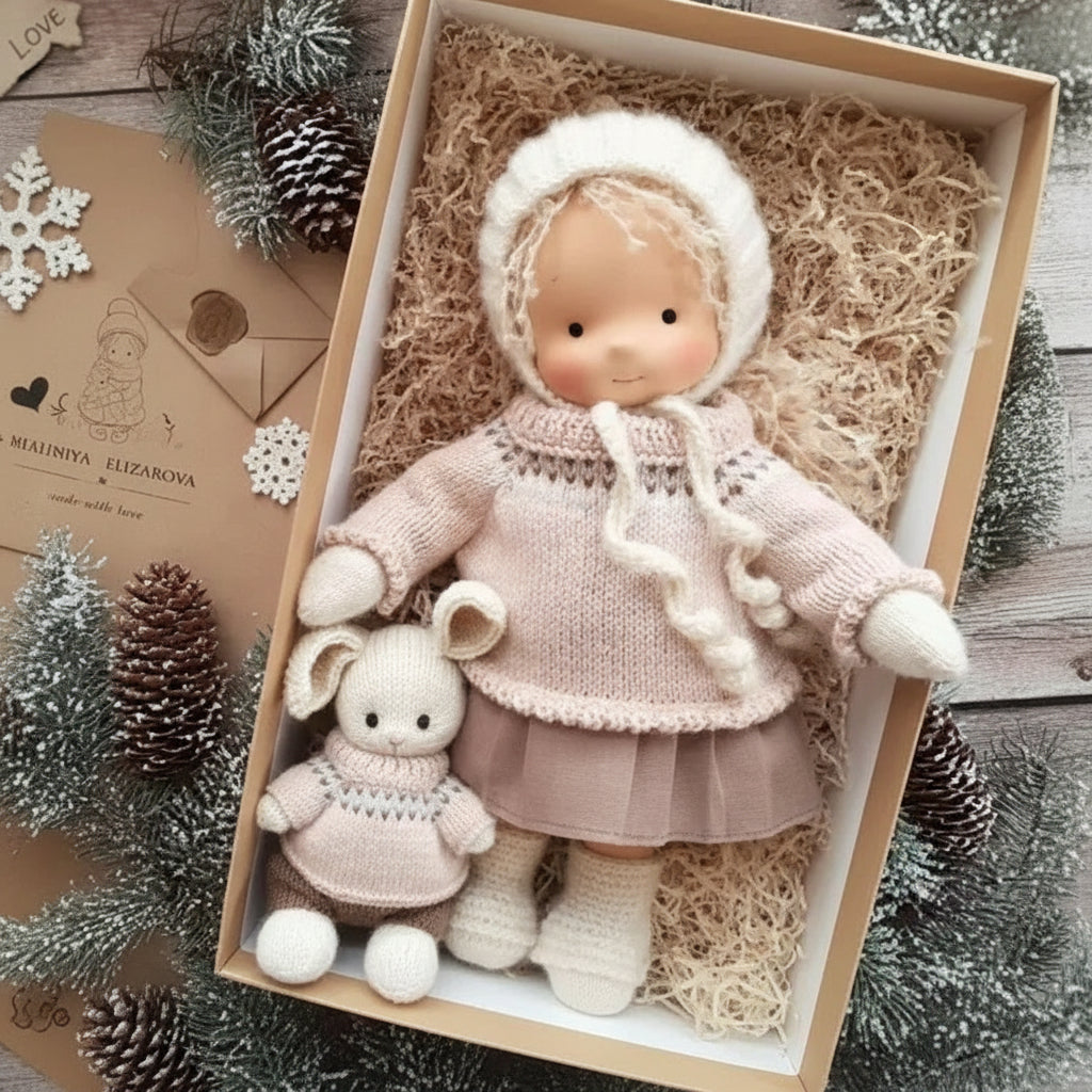 Handmade Cotton Knitted Waldorf Cloth Doll