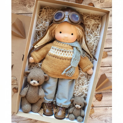 Handmade Cotton Knitted Waldorf Cloth Doll