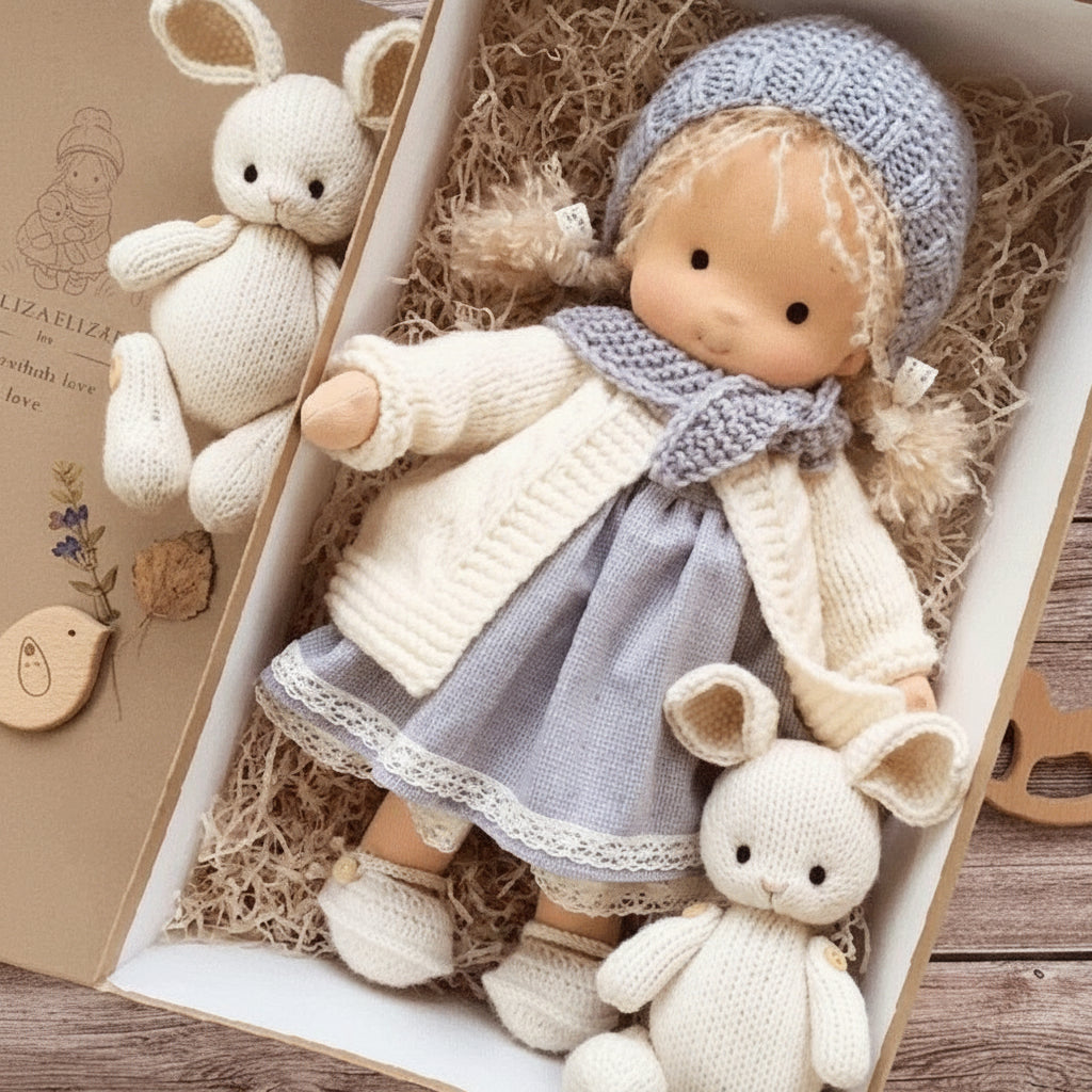 Handmade Cotton Knitted Waldorf Cloth Doll