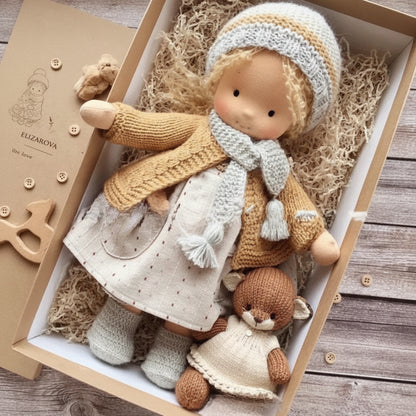 Handmade Cotton Knitted Waldorf Cloth Doll