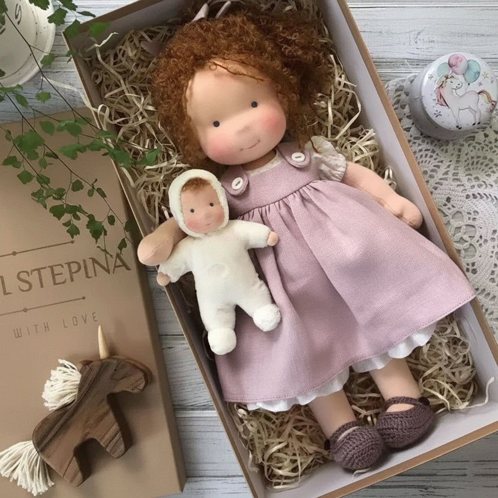 Handmade Cotton Knitted Waldorf Cloth Doll