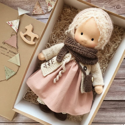 Handmade Cotton Knitted Waldorf Cloth Doll
