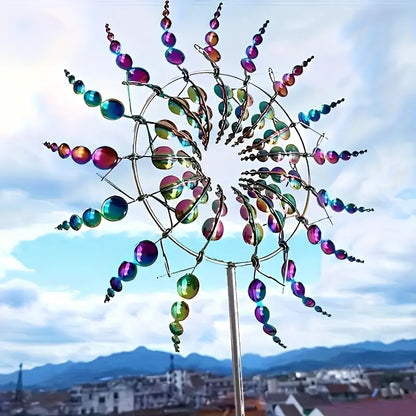 Iridescent Stainless Steel Kinetic Wind Spinner