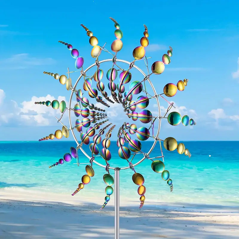 Iridescent Stainless Steel Kinetic Wind Spinner