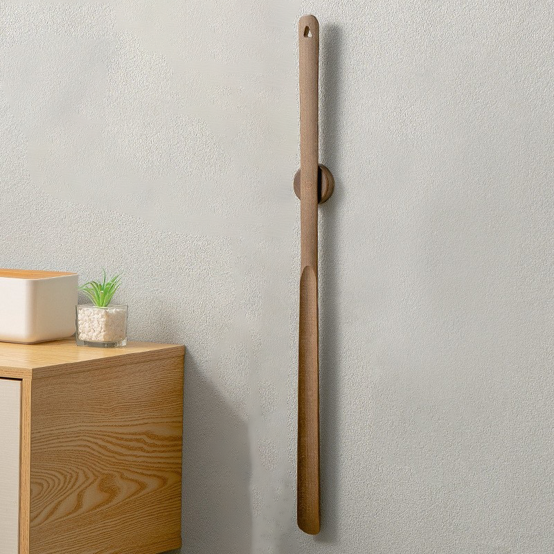 Wood Magnetic Wall Mount Long Handle Shoehorn