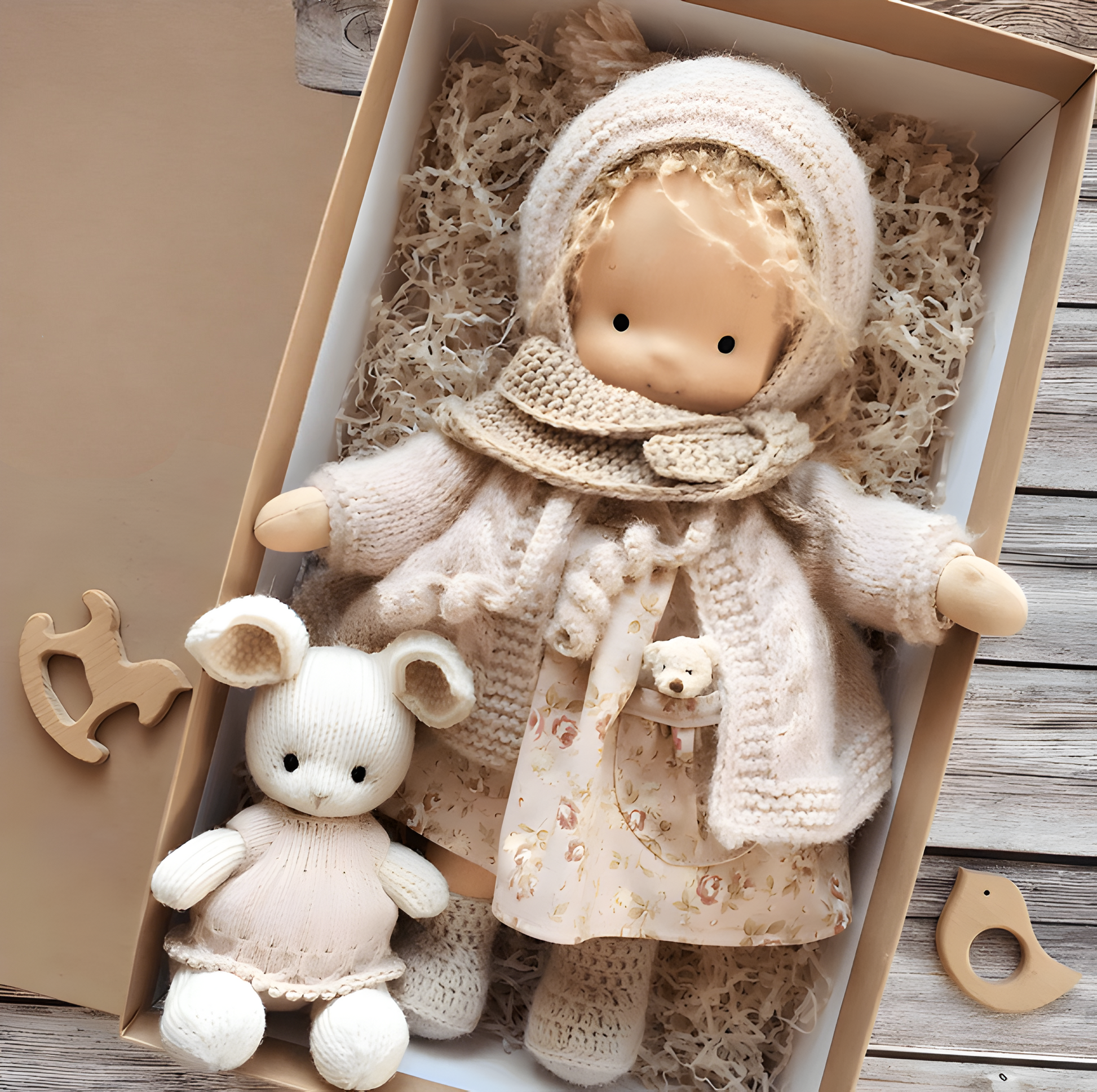 Hand-Knitted Cotton Cloth Doll