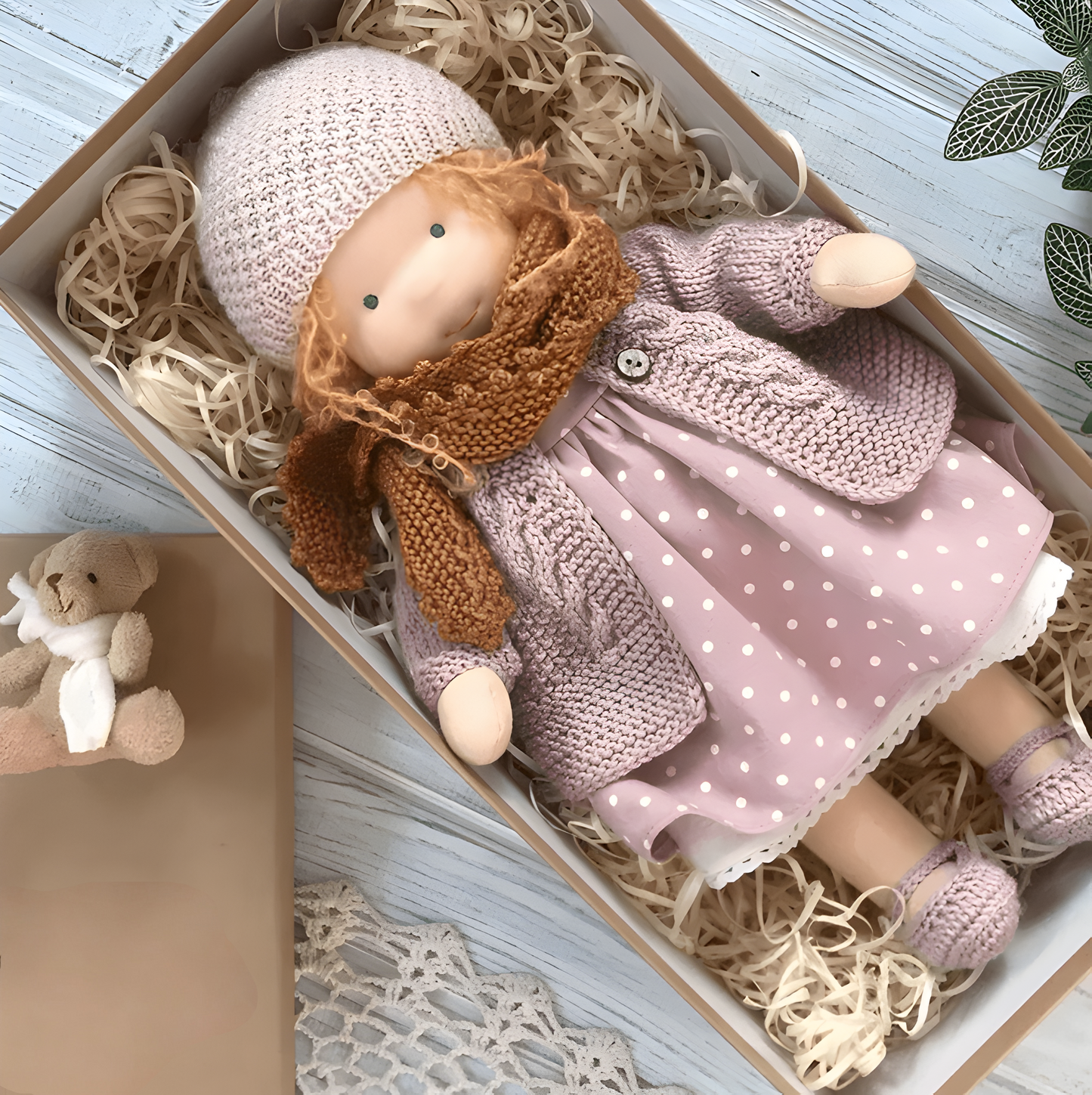 Hand-Knitted Cotton Cloth Doll