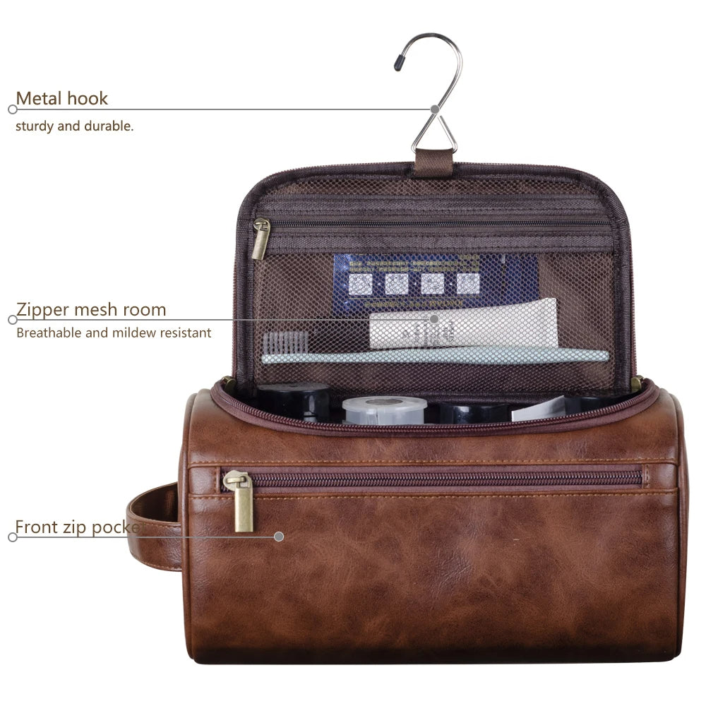 Leather Hanging Organizer Toiletry Bag